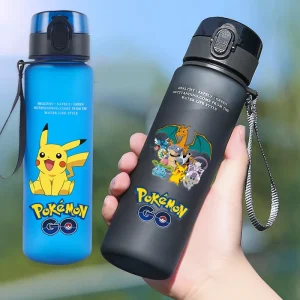 650ml pikachu squirtle sport water bottle anime pokemons gengar kids straw bottles boy girl outdoor leak proof drinking cup