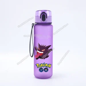 650ml pikachu squirtle sport water bottle anime pokemons gengar kids straw bottles boy girl outdoor leak proof drinking cup