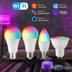 smart wifi led bulbs tuya smart life rgb lamp alexa google alice 220v 110v e27 b22 e14 gu10 spotlight ampoules app voice control