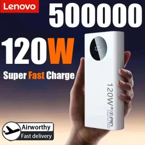lenovo 50000mah 120w high capacity power bank super fast charge powerbank portable battery charger for iphone samsung