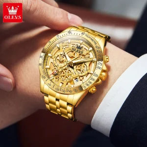 olevs 9913 men's watches original quartz watches for men waterproof luminous chronograph date 24 hours watches luxury men