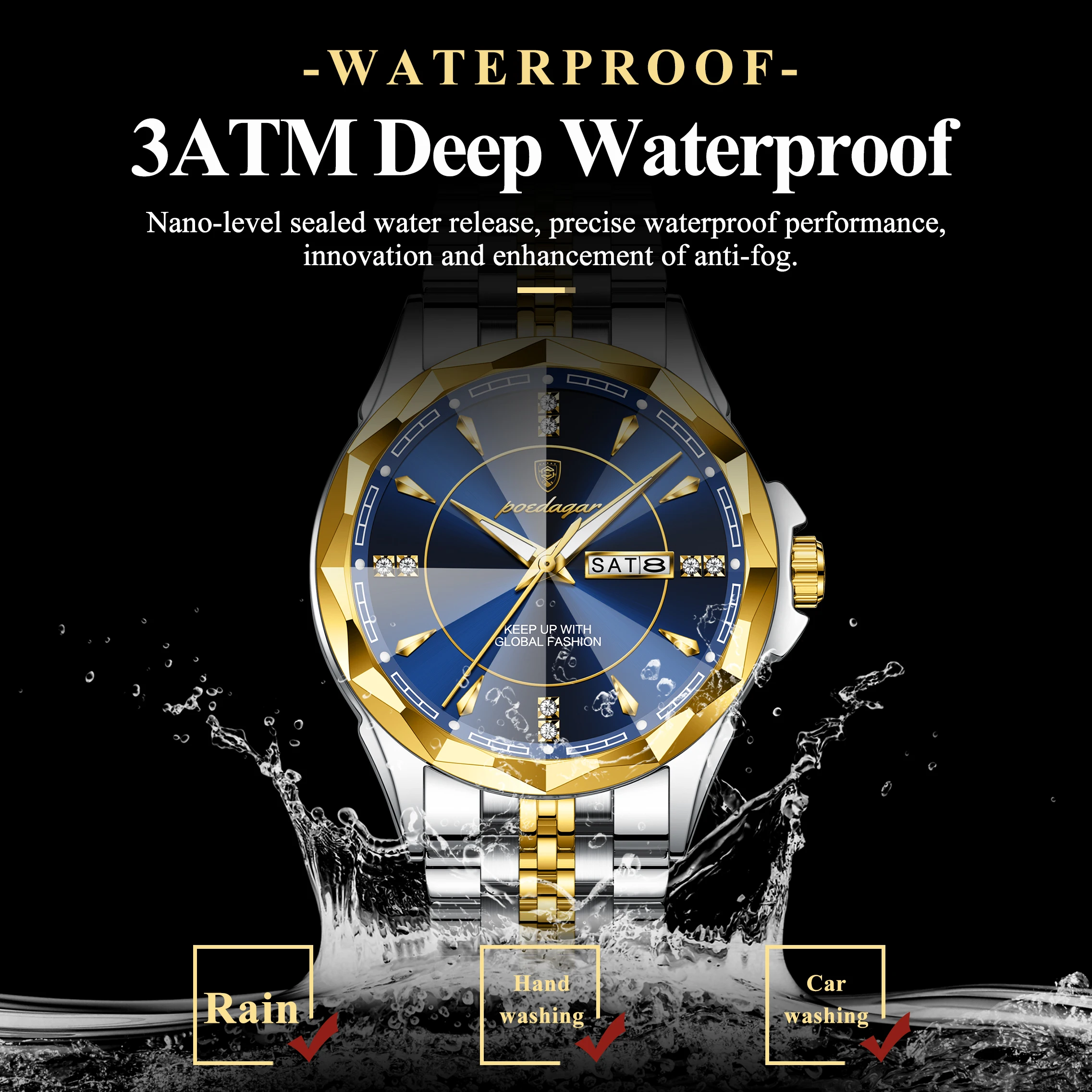 poedagar luxury fashion man clock top business waterproof luminous date week men's watches quartz stainless steel men wristwatch poedagar luxury fashion man clock top business waterproof luminous date week men's watches quartz stainless steel men wristwatch
