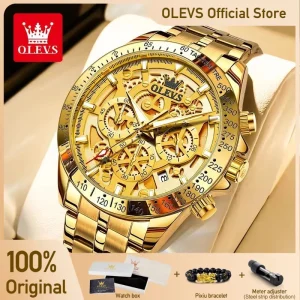 olevs 9913 men's watches original quartz watches for men waterproof luminous chronograph date 24 hours watches luxury men
