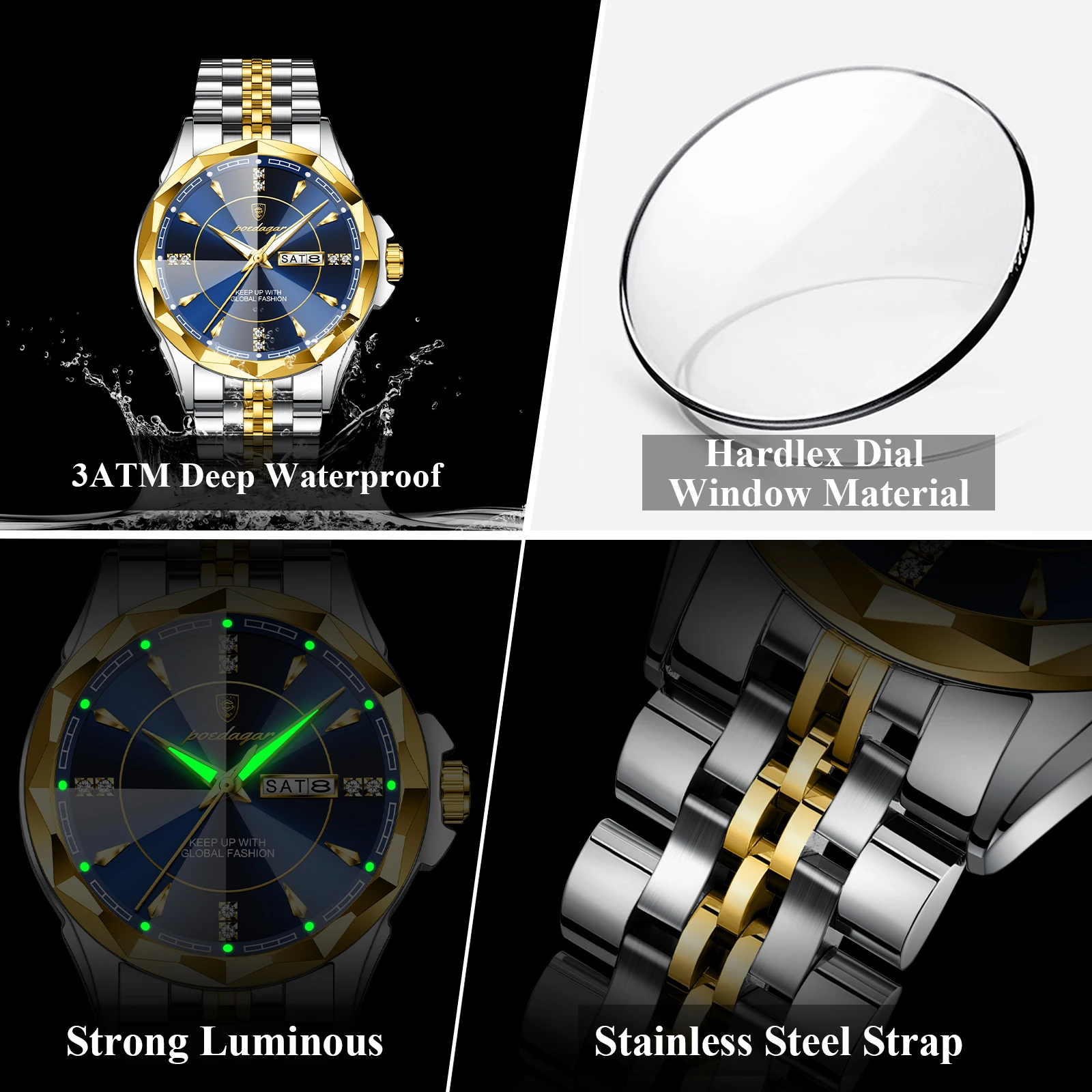 poedagar luxury fashion man clock top business waterproof luminous date week men's watches quartz stainless steel men wristwatch poedagar luxury fashion man clock top business waterproof luminous date week men's watches quartz stainless steel men wristwatch